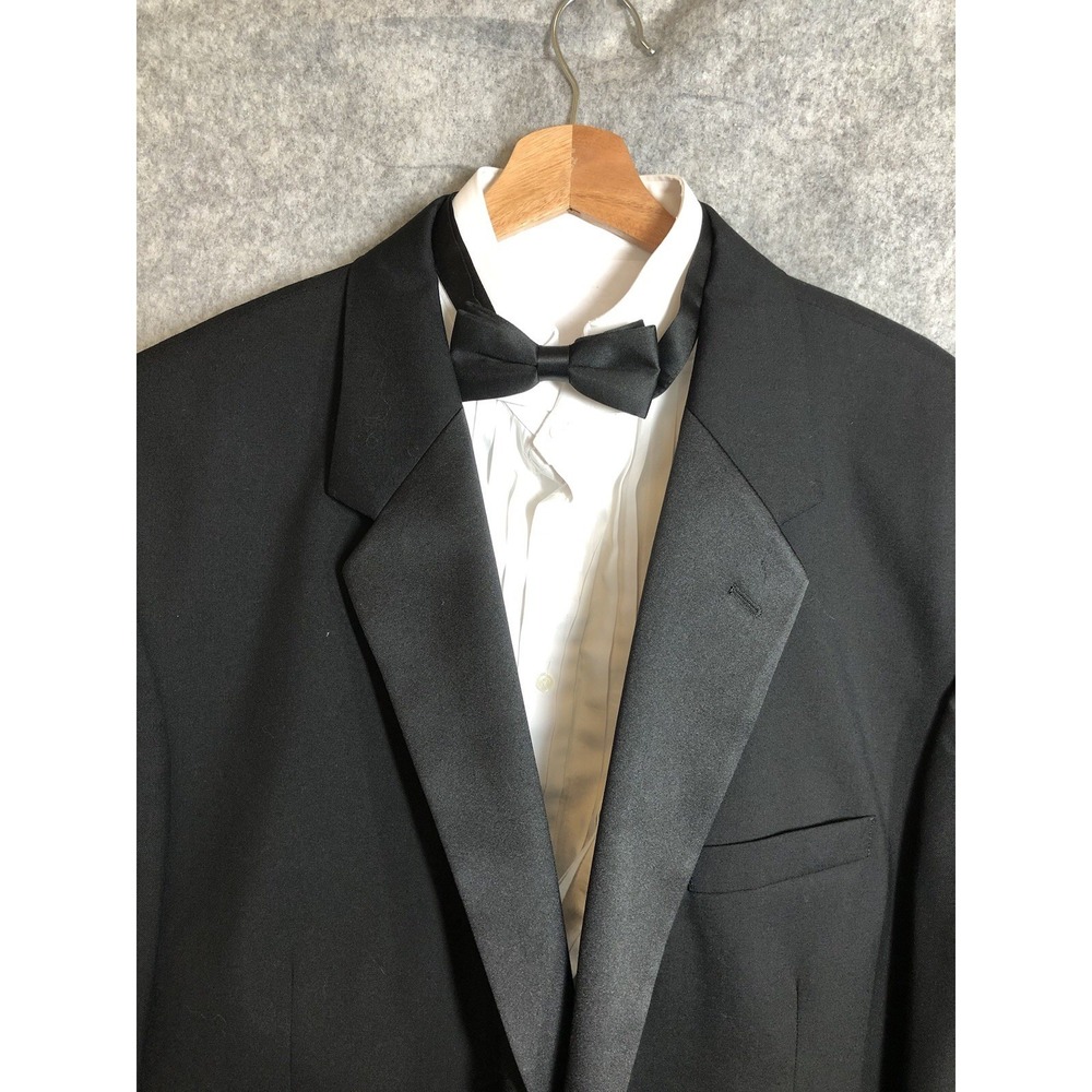 Jean Yves Tuxedo Jacket 54R Black Satin Trim 100% Wool Formal Party Wedding